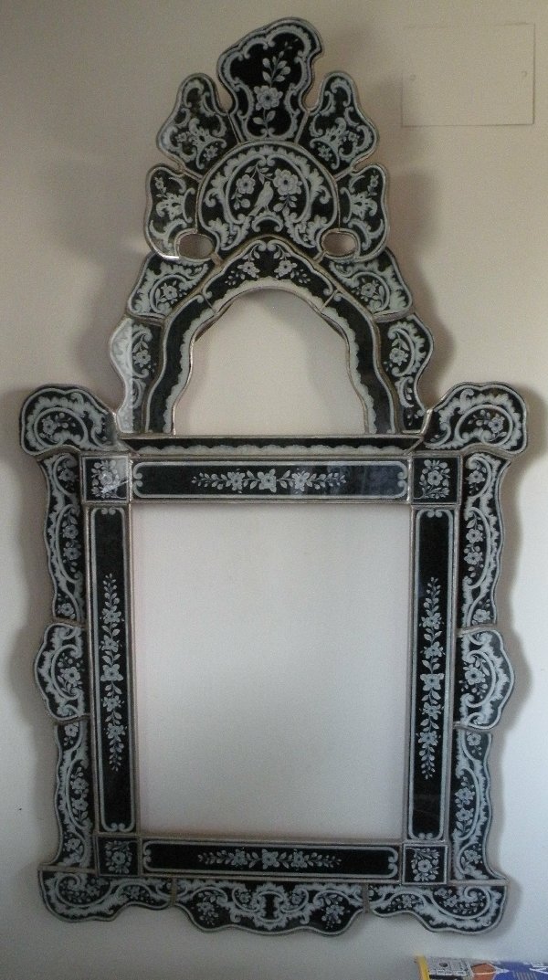 Isabellina reverse painted glass mirrors, large Peruvian Mirrors