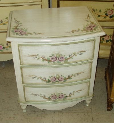 hand painted bow nightstand white with roses