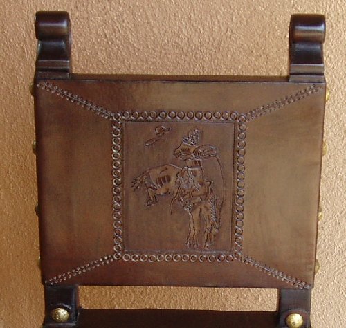 hand tooled leather buckin' bronco