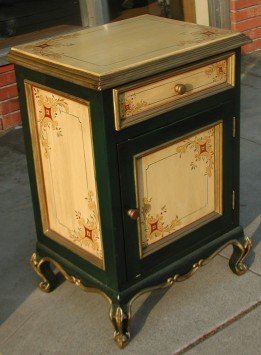 hand painted nightstand in olinda romani colonial design