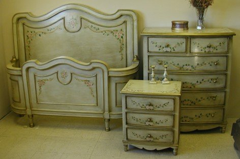 Hand Painted French Country Bed dove white