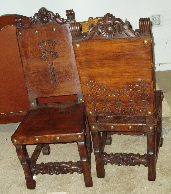 Spanish Friar Leather Side Chair hand tooled leather chalice