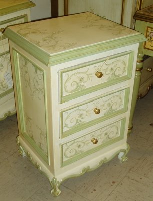 hand painted nightstand with french scrolls
