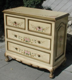 French Country Furniture, pink rose ribbon chest