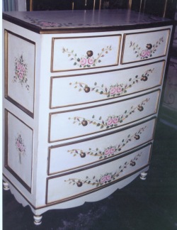 antique white pink rose chest