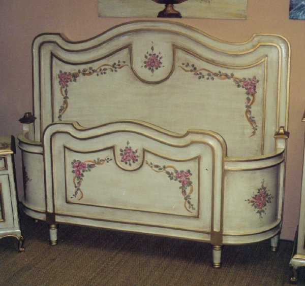 Hand Painted French Country Bed antique white