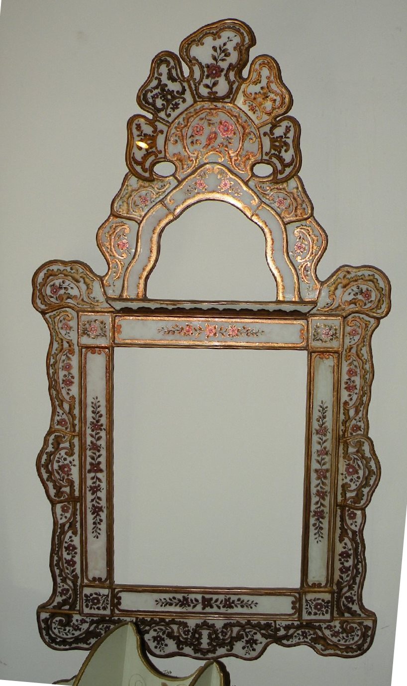 isabellina reverse painted glass mirrors, large Peruvian Mirrors