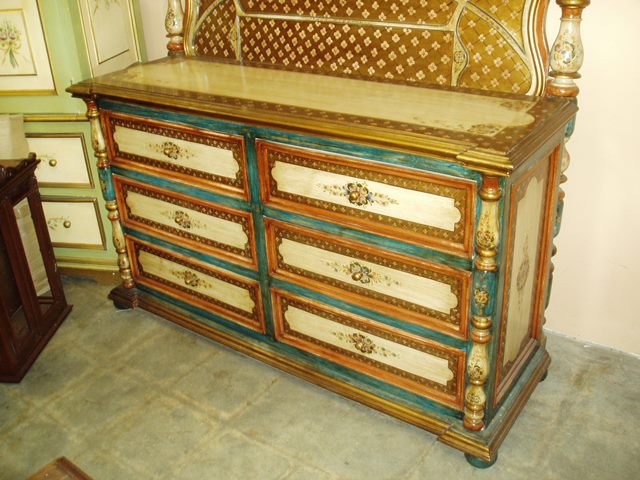 Old Spanish style furniture, hand painted dresser in sevilla design