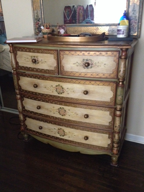 Old Spanish style furniture, hand painted dresser in sevilla design