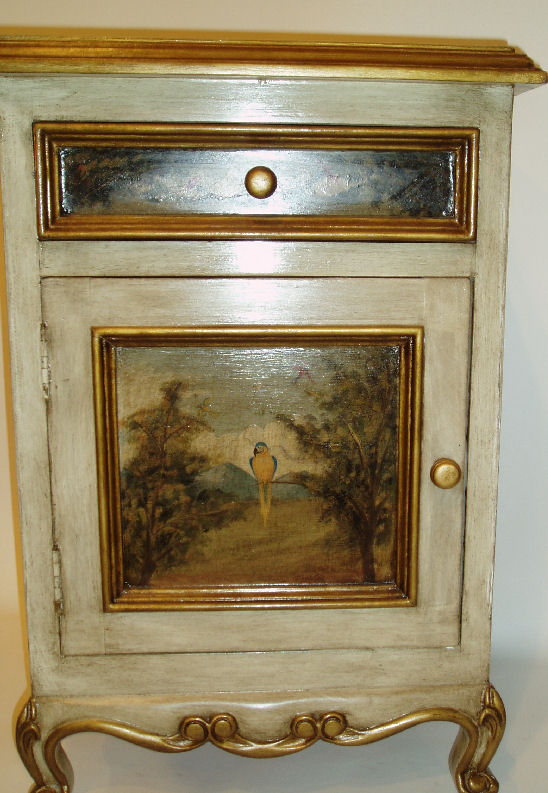 hand painted nightstand with wild birds